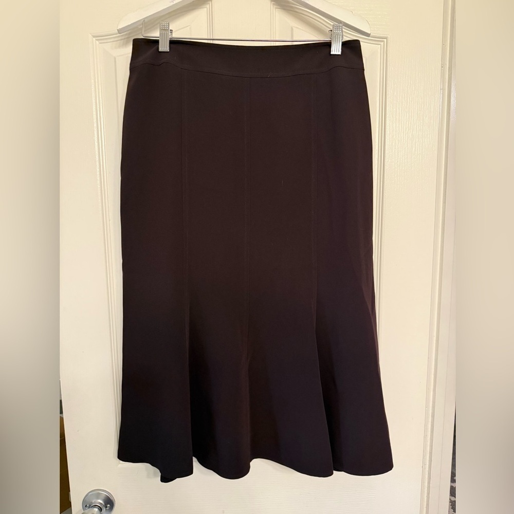 Louben of Canada Dark Brown Women's Midi Skirt Fully Lined Bottom Flare